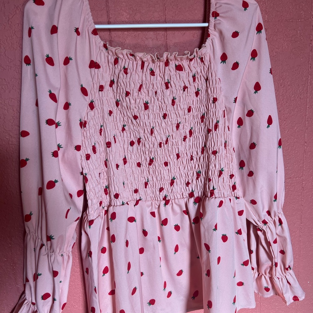 strawberry top with ruffles